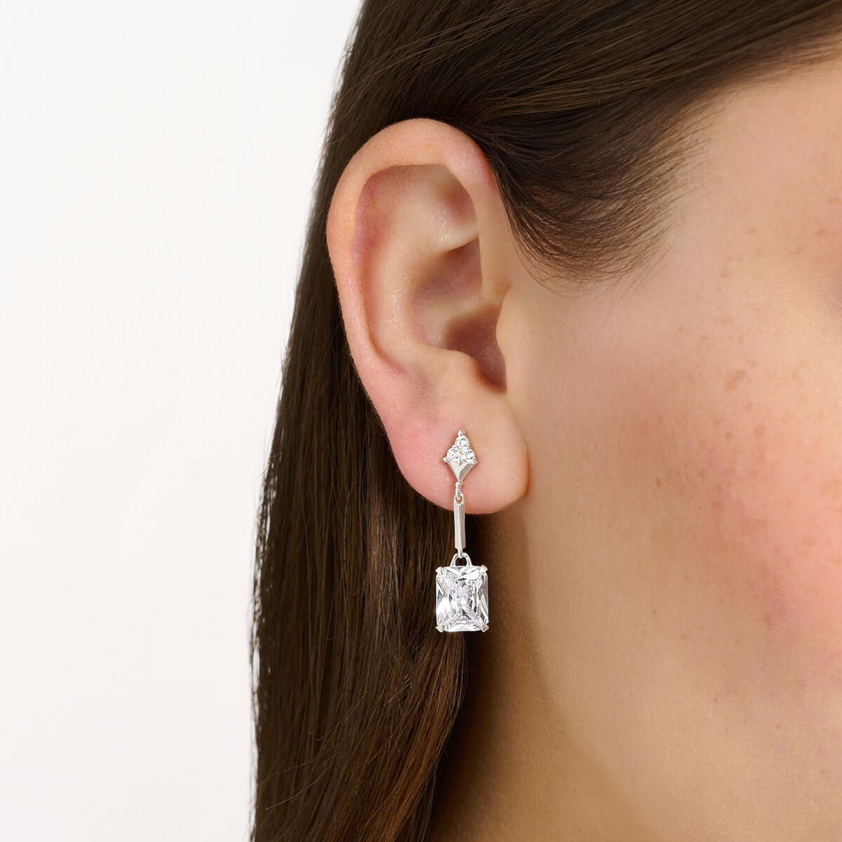 Earrings with white stones silver