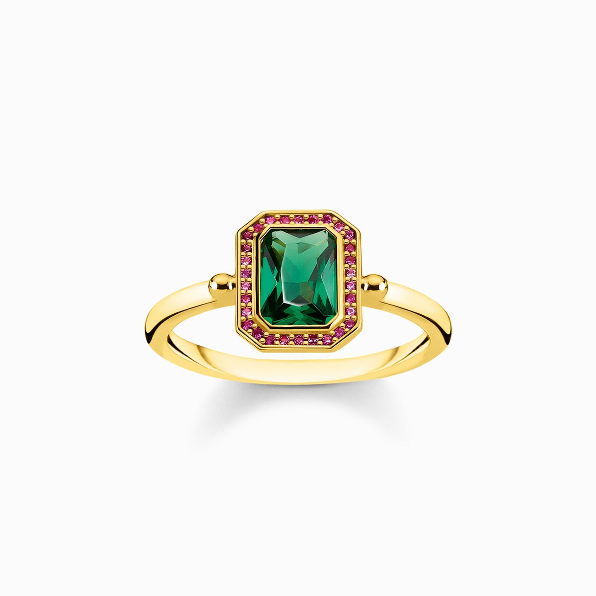 Ring red and green stones, gold