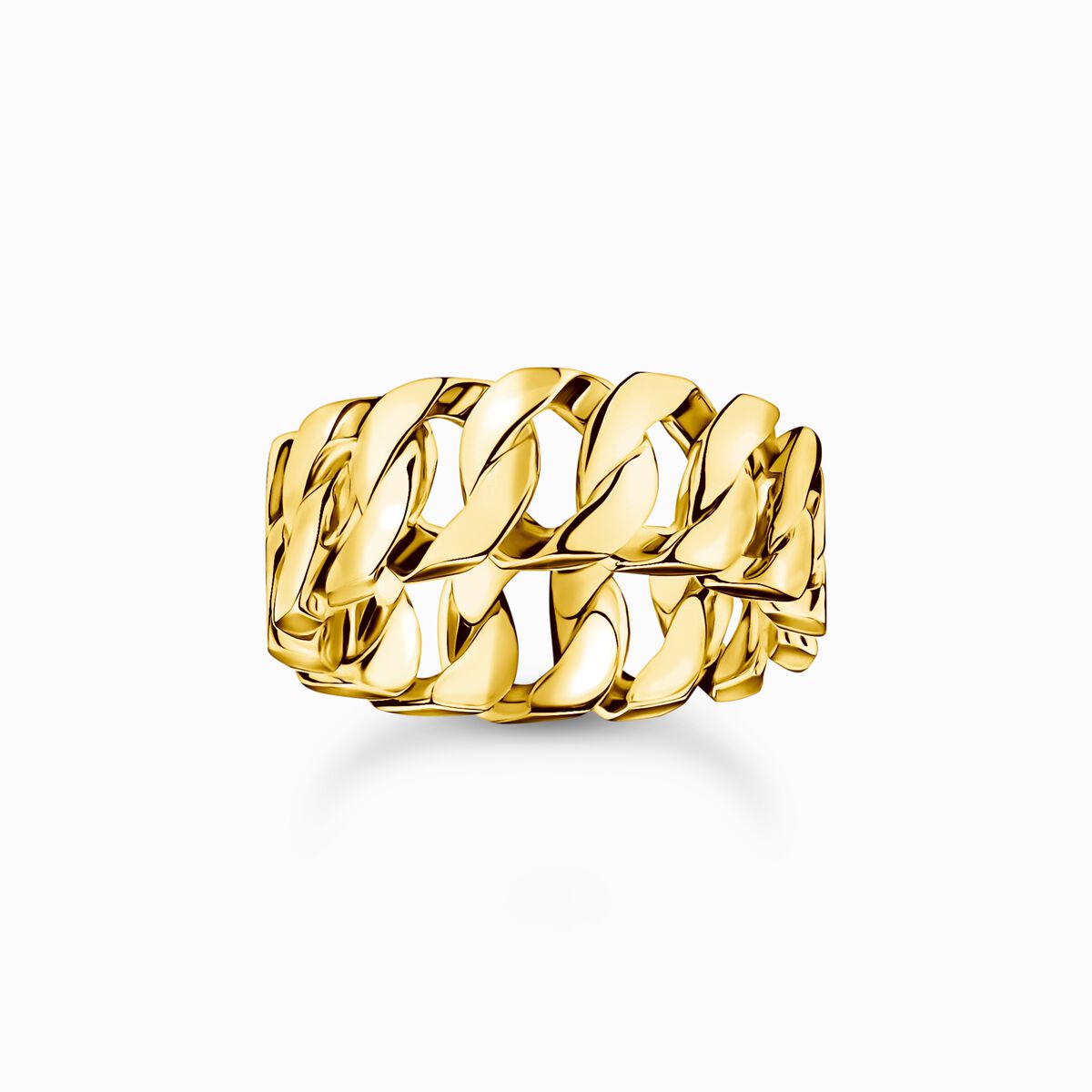 Gold-plated wide ring with chain links
