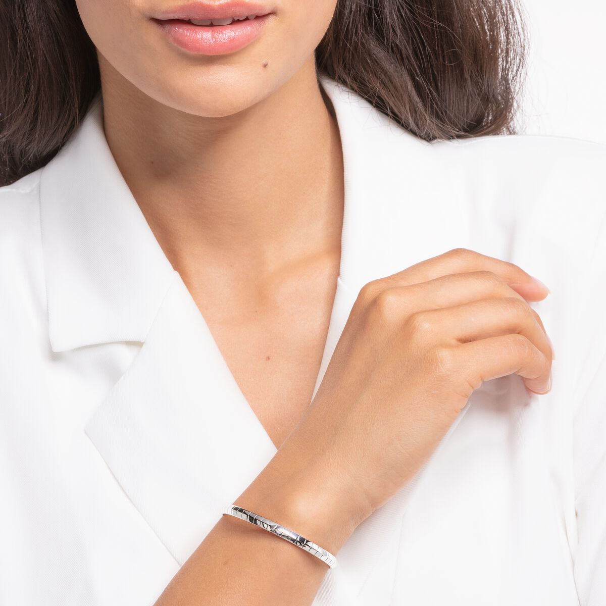 Bangle snakeskin silver