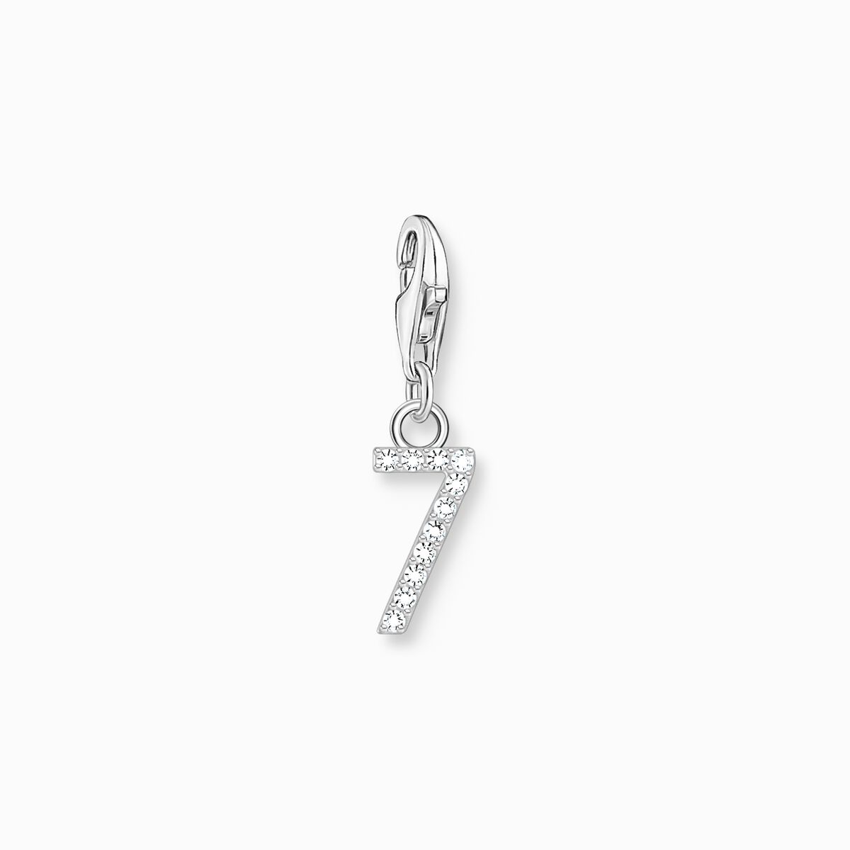 Silver charm pendant number 7 with zirconia