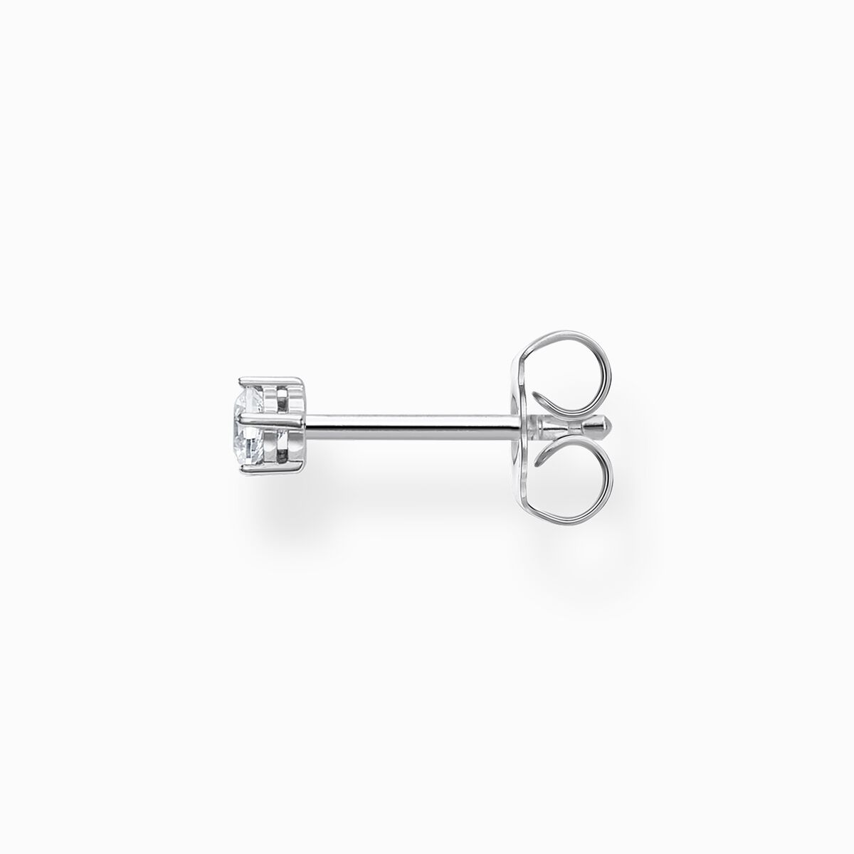 Single ear stud white stone silver