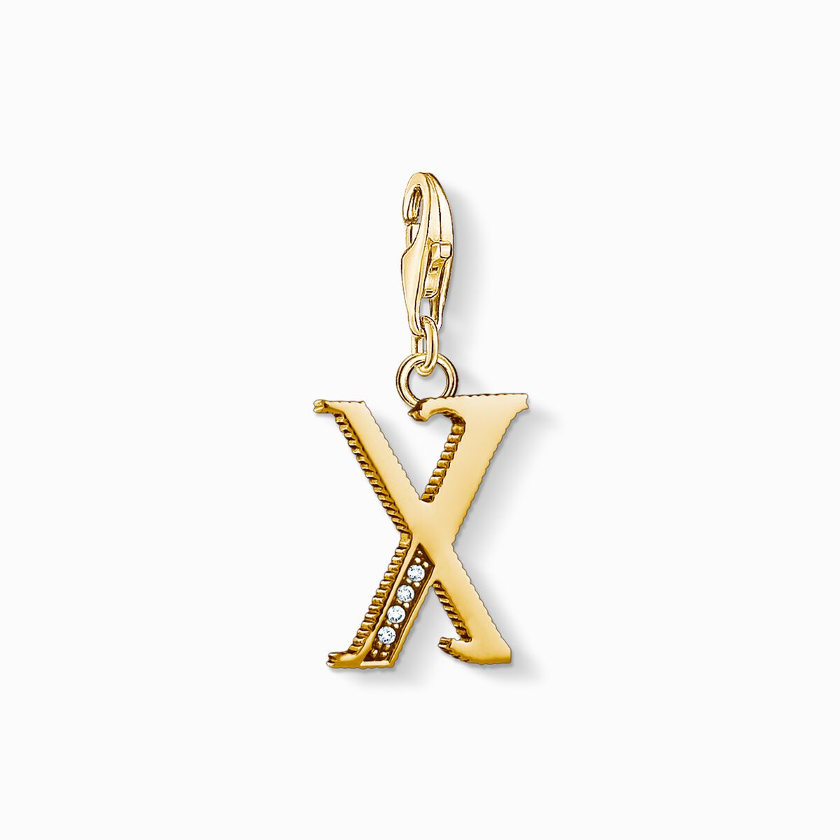 Charm pendant letter x gold