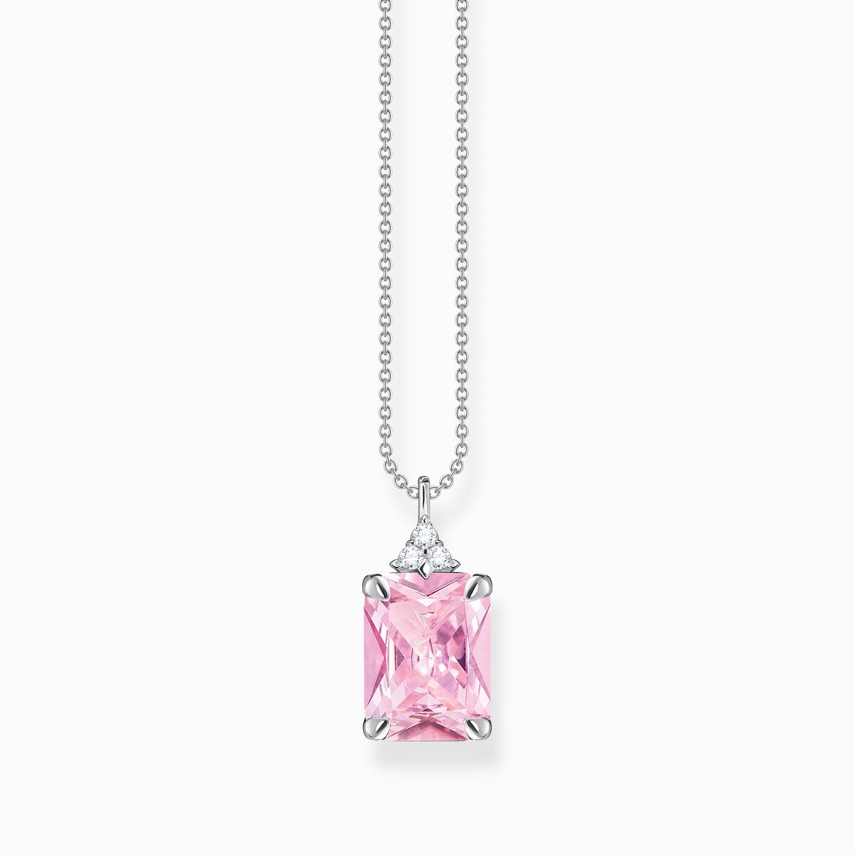 Necklace with pink and white stones silver