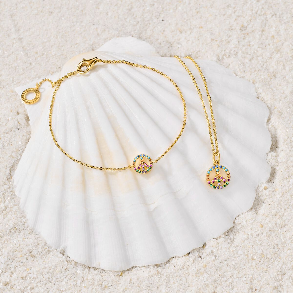 Jewellery set peace with colourful stones gold