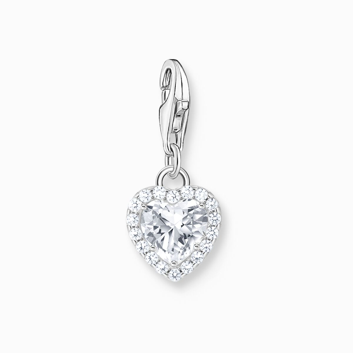 Silver white heart charm pendant