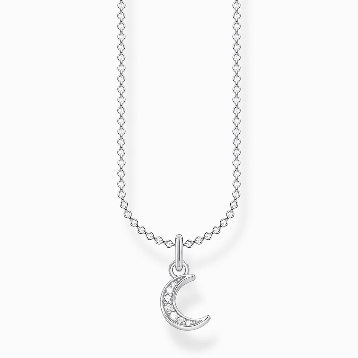Necklace moon pavé silver