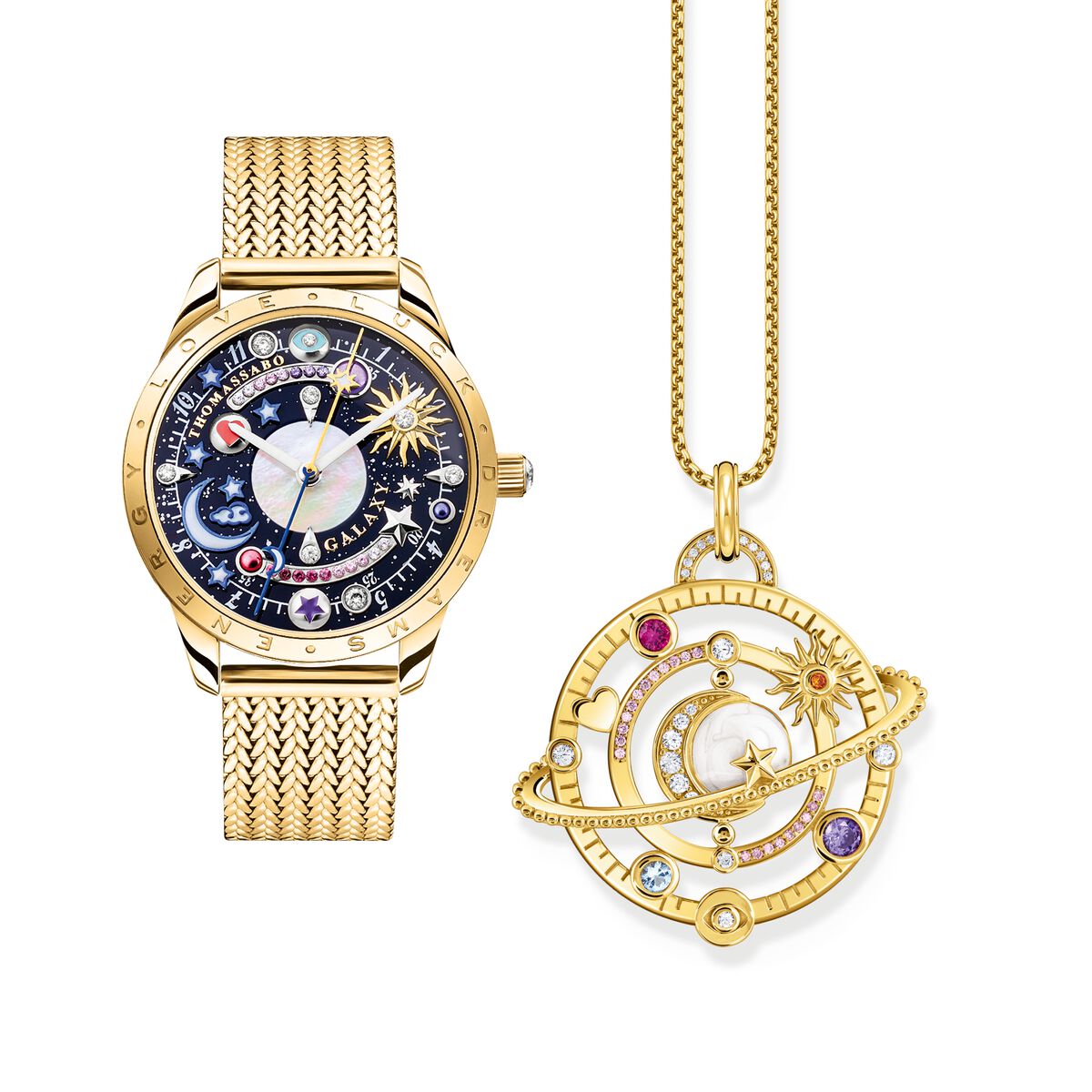 Jewellery set Cosmic Amulet yellow gold-coloured