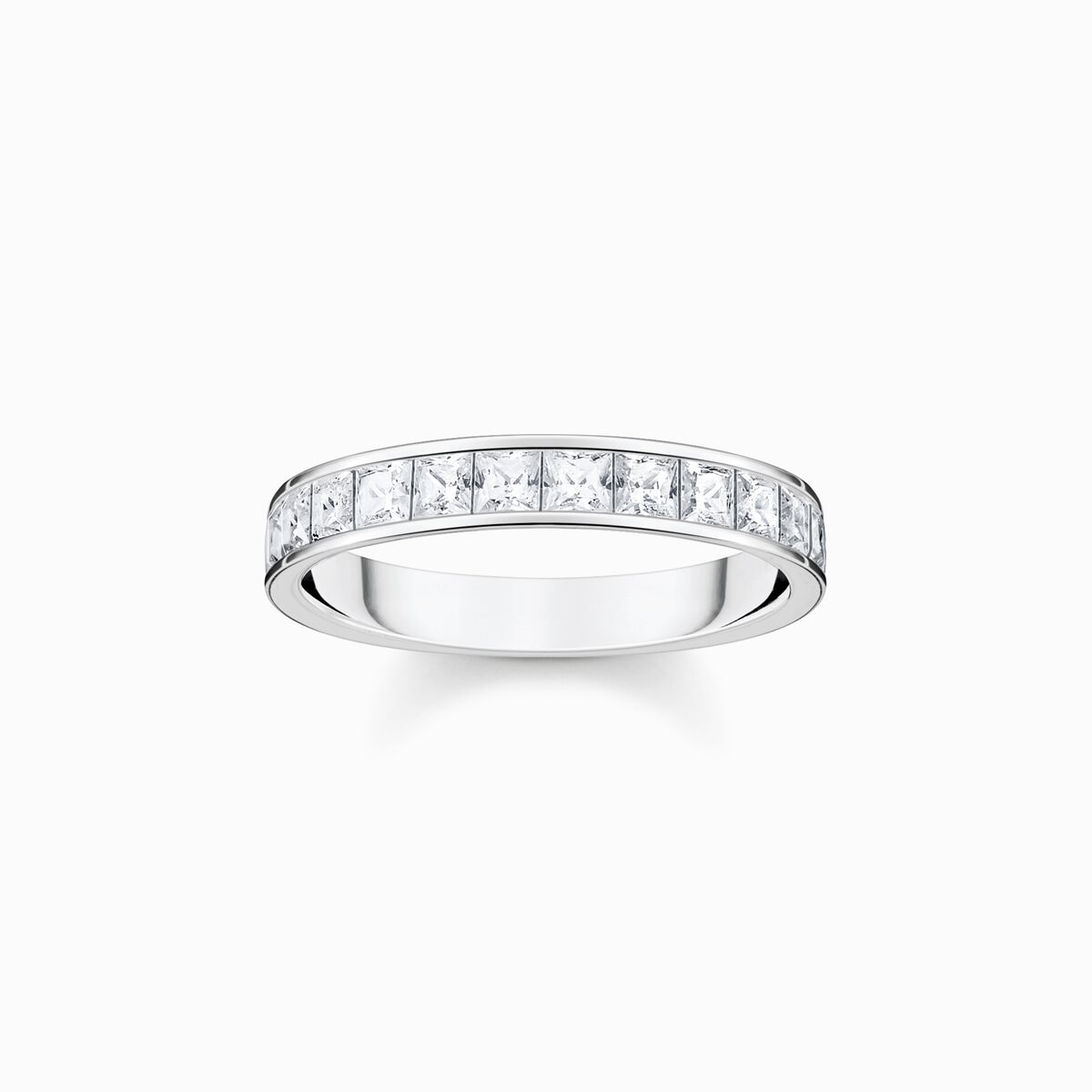 Ring with white stones pavé silver