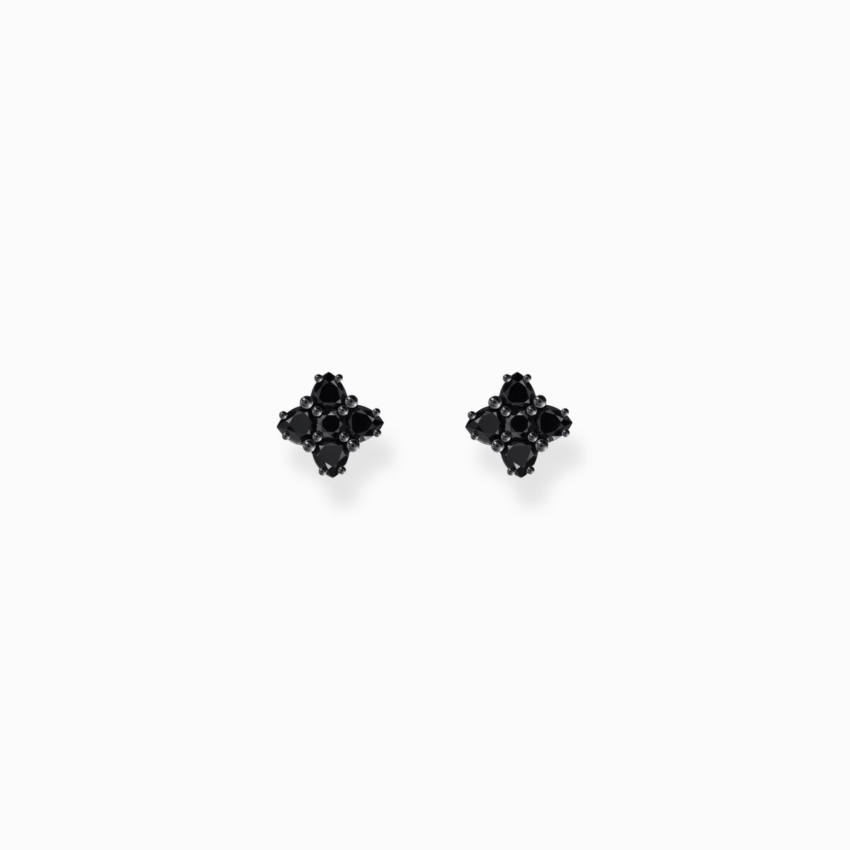 Silver blackened small ear studs with black zirconia