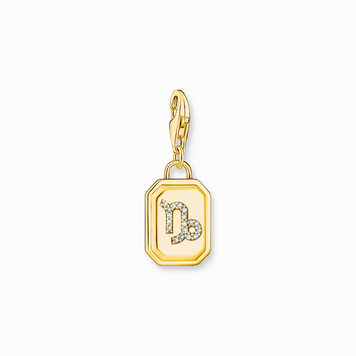 Gold-plated charm pendant zodiac sign Capricorn with zirconia