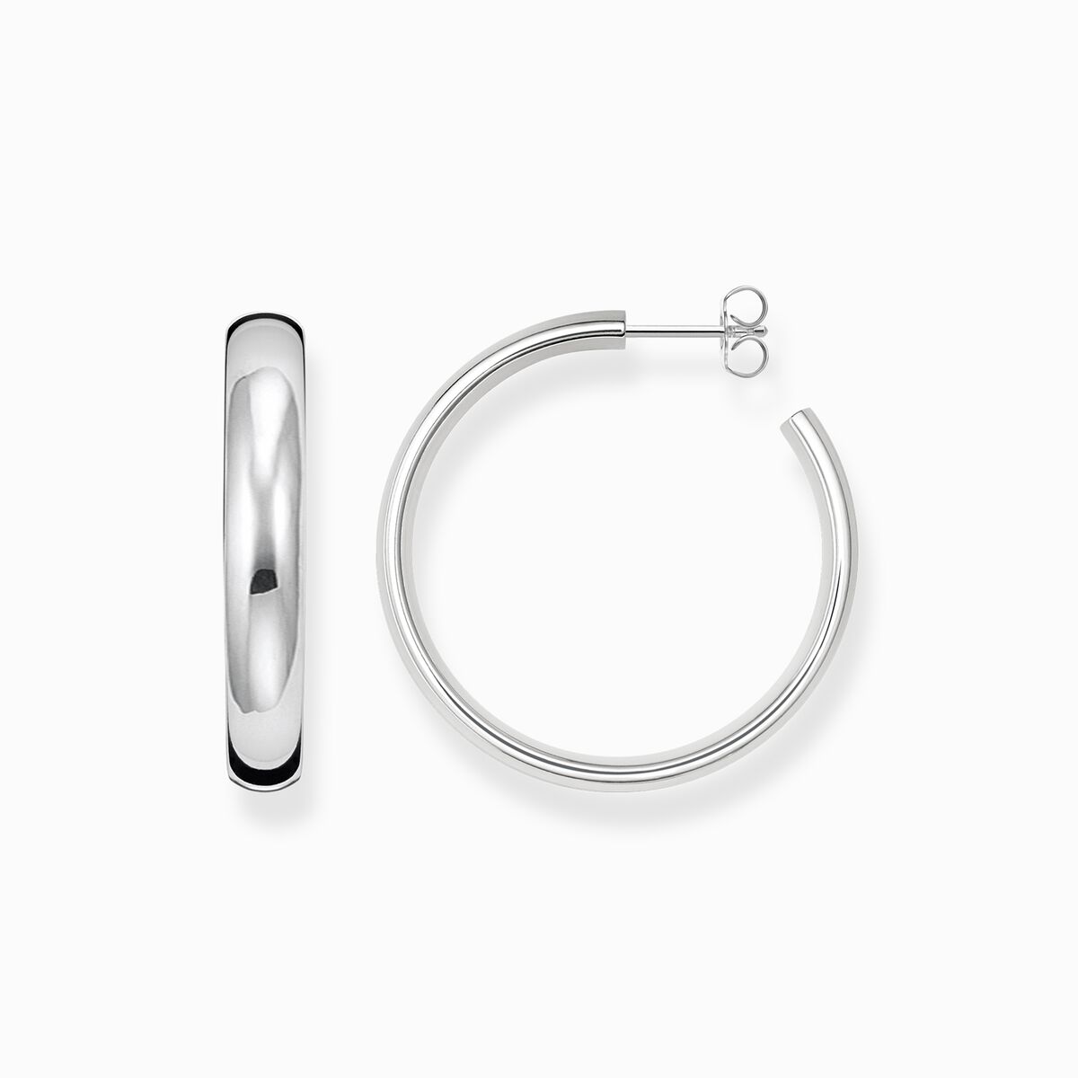 Silver medium chunky hoop earrings