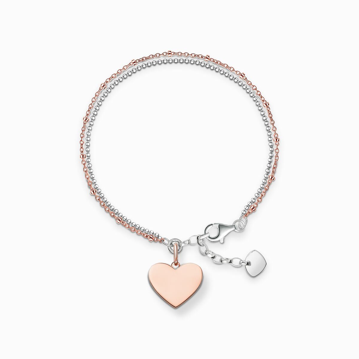 Bracelet heart rose gold silver