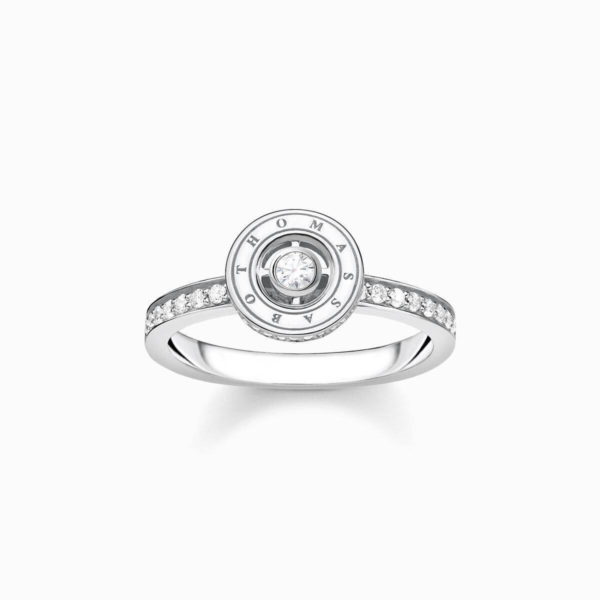 Ring circle with white stones pavé silver