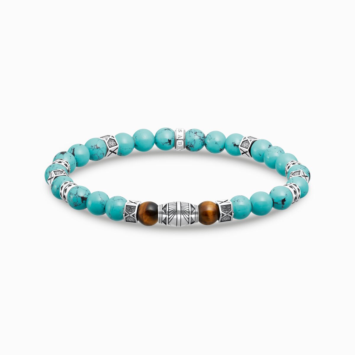 Bracelet with turquoise beads and tiger's eye beads silver