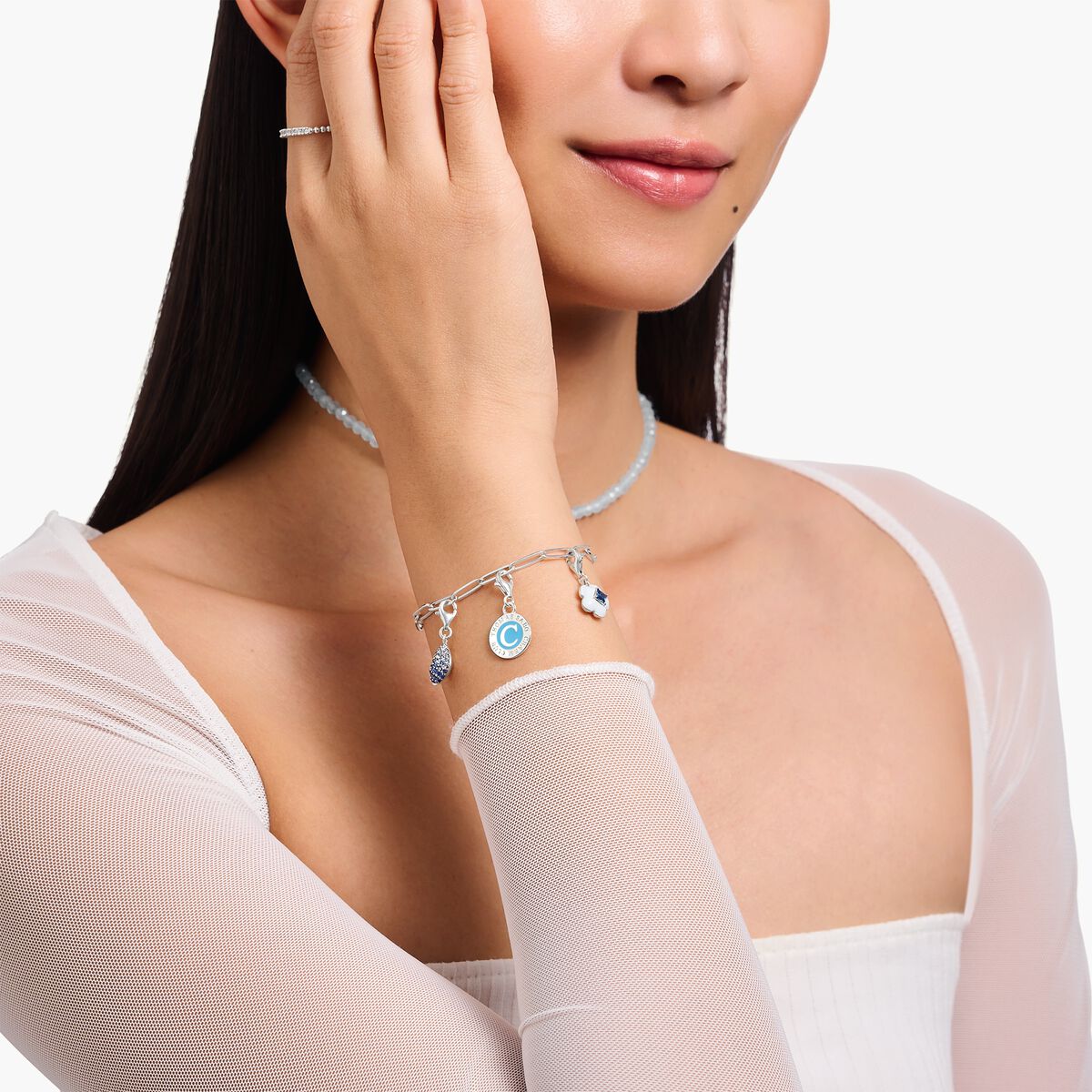 Charm turquoise Coin silver