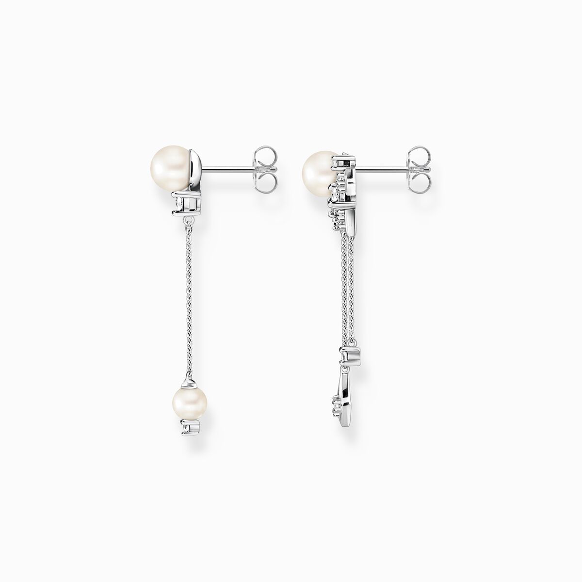 Earrings pearl with winter sun rays silver
