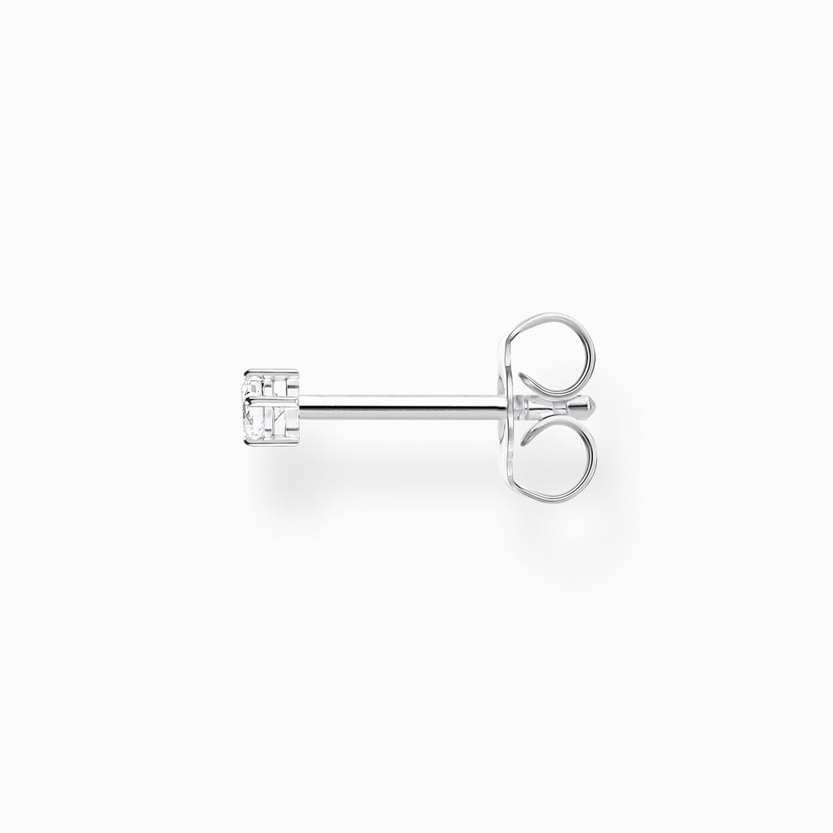 Single ear stud white stone small silver