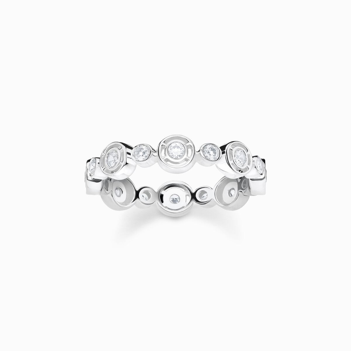 Ring circles with white stones silver