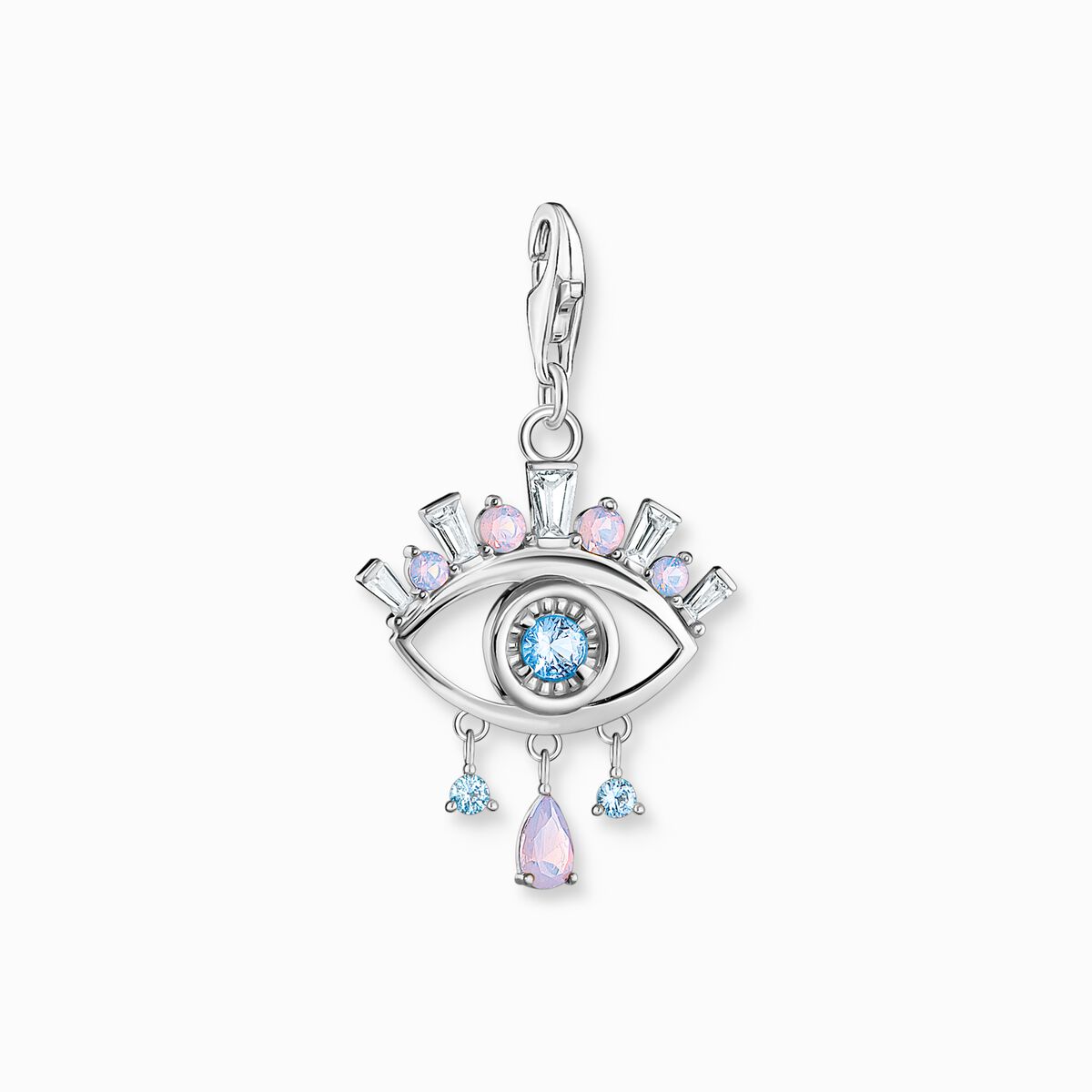 Silver charm pendant Nazar's eye with blue stones