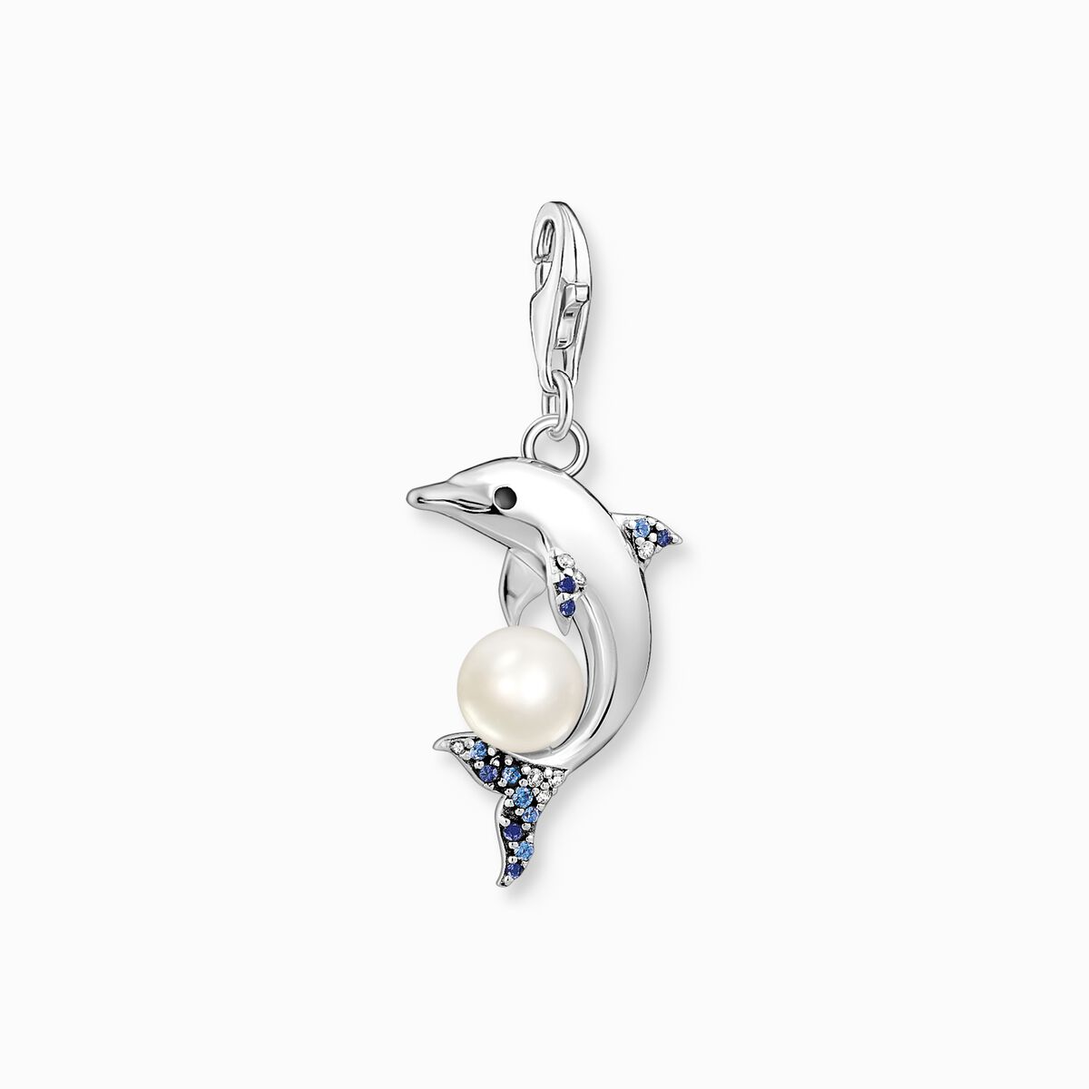 Charm pendant dolphin with pearl silver