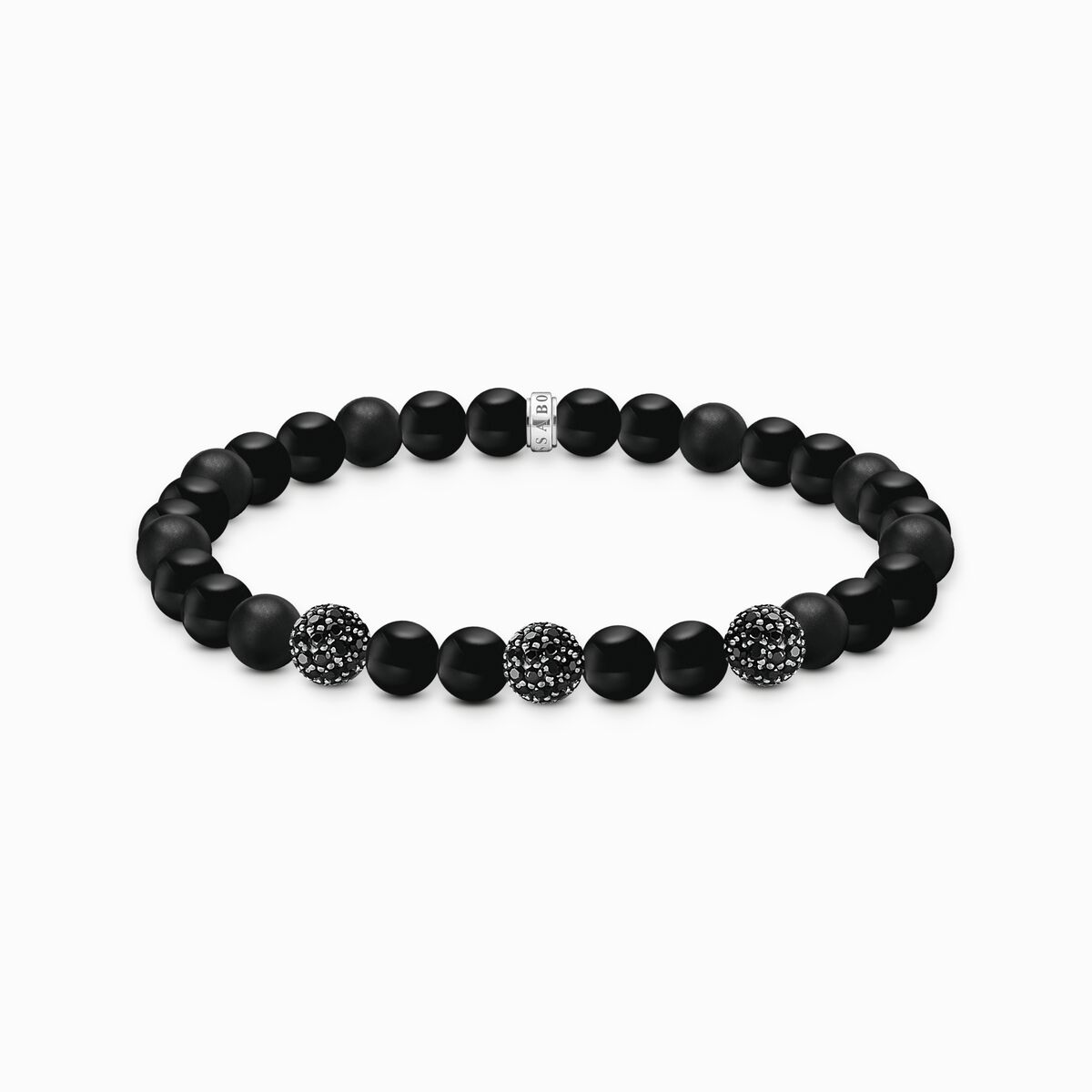 Bracelet with obsidian beads and black zirconia