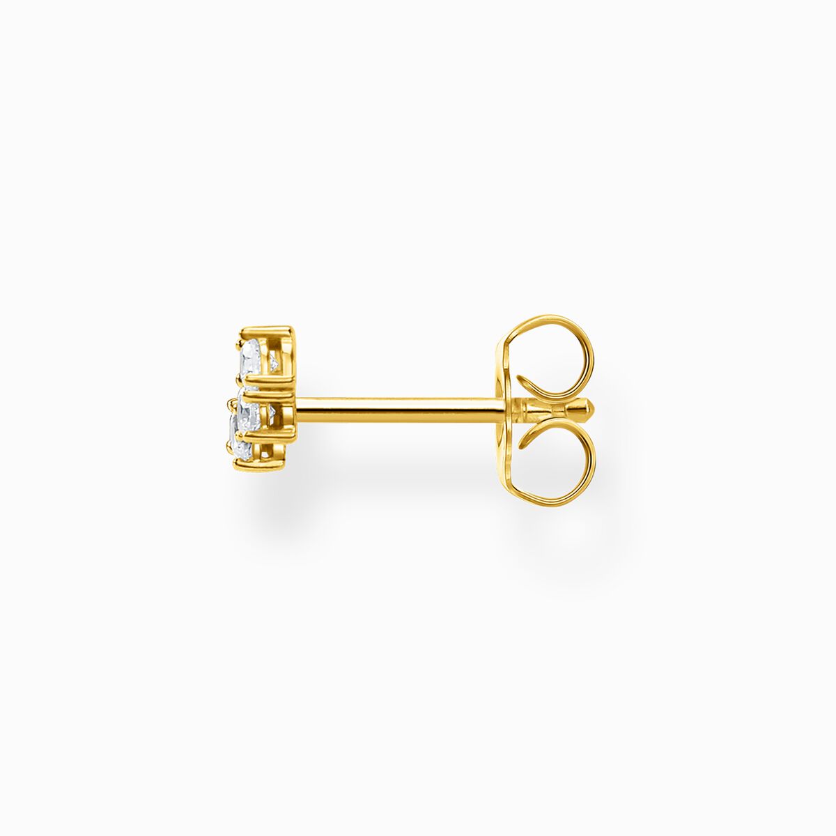 Single ear stud white stones gold