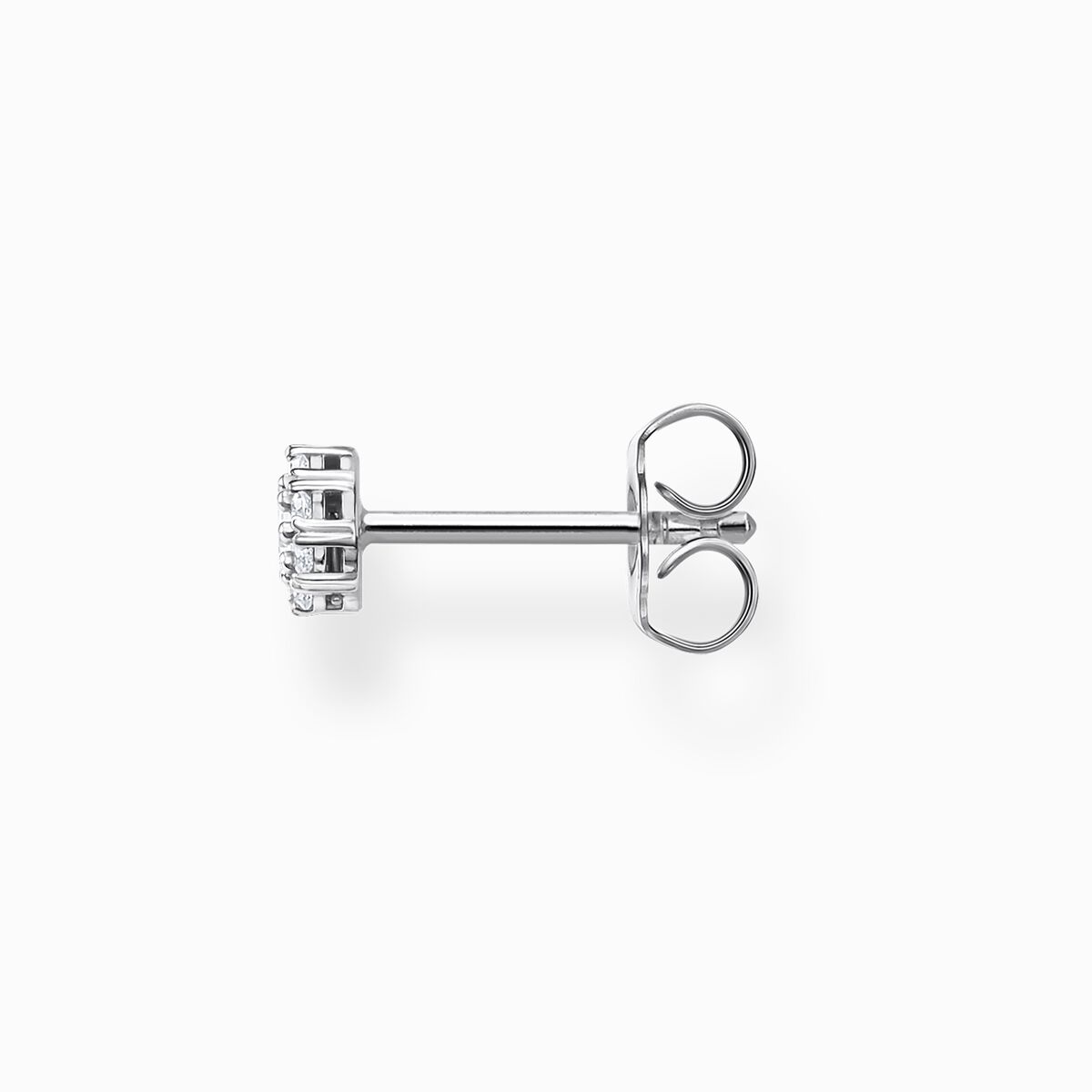 Single ear stud white stones, silver