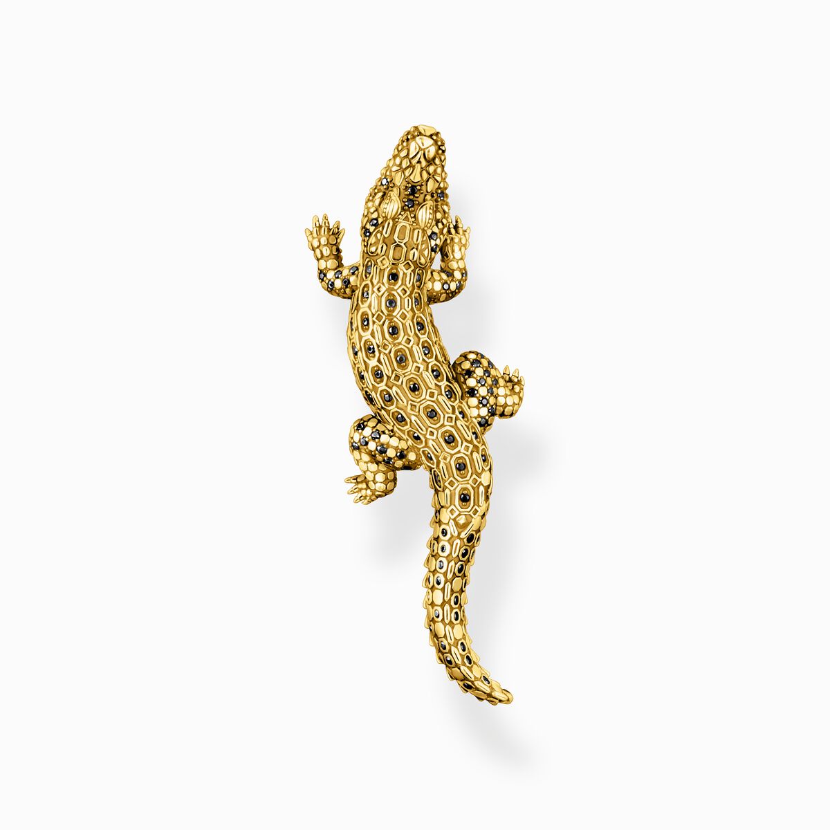 Yellow-gold plated pendant in 3D crocodile design
