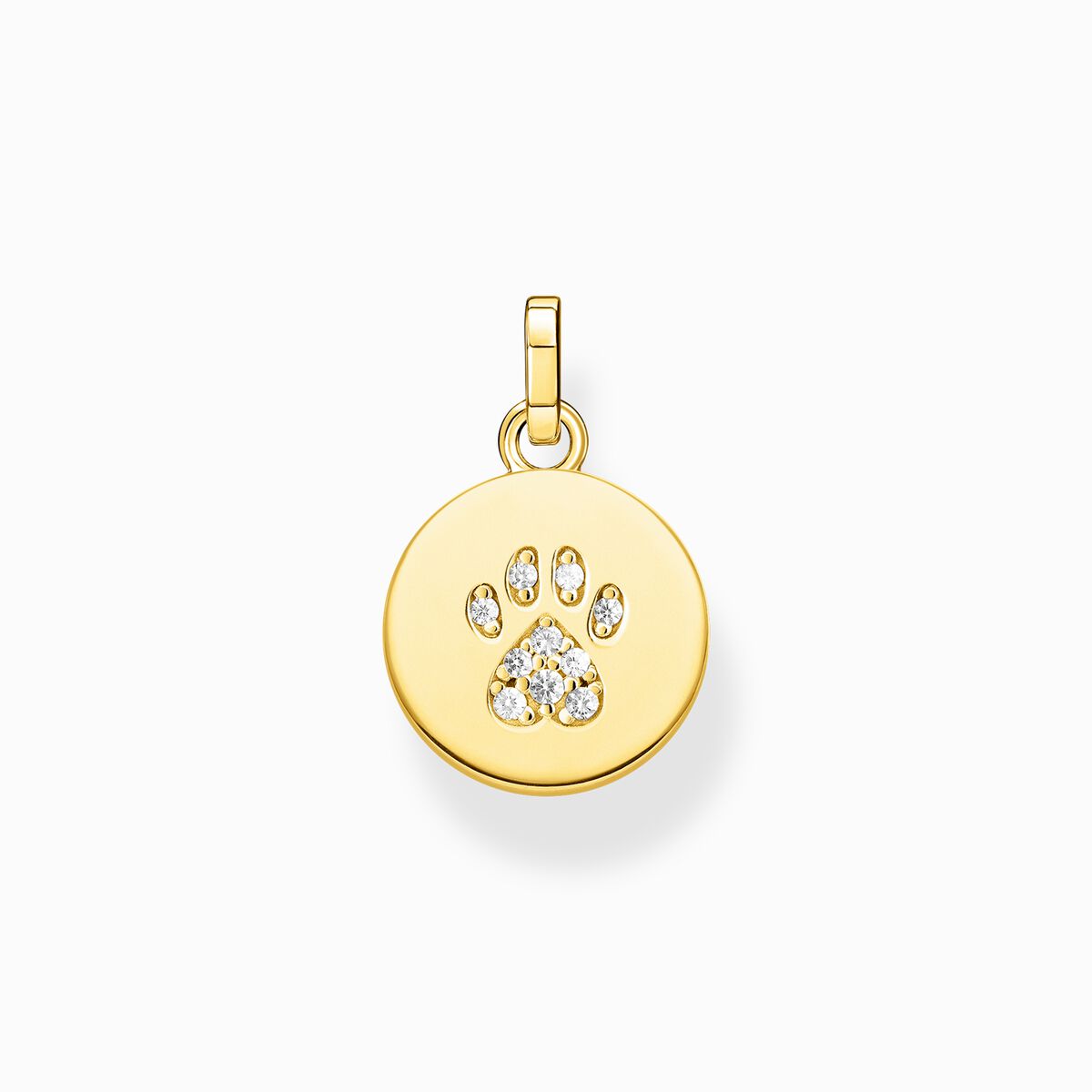 Pendant disc paw cat gold
