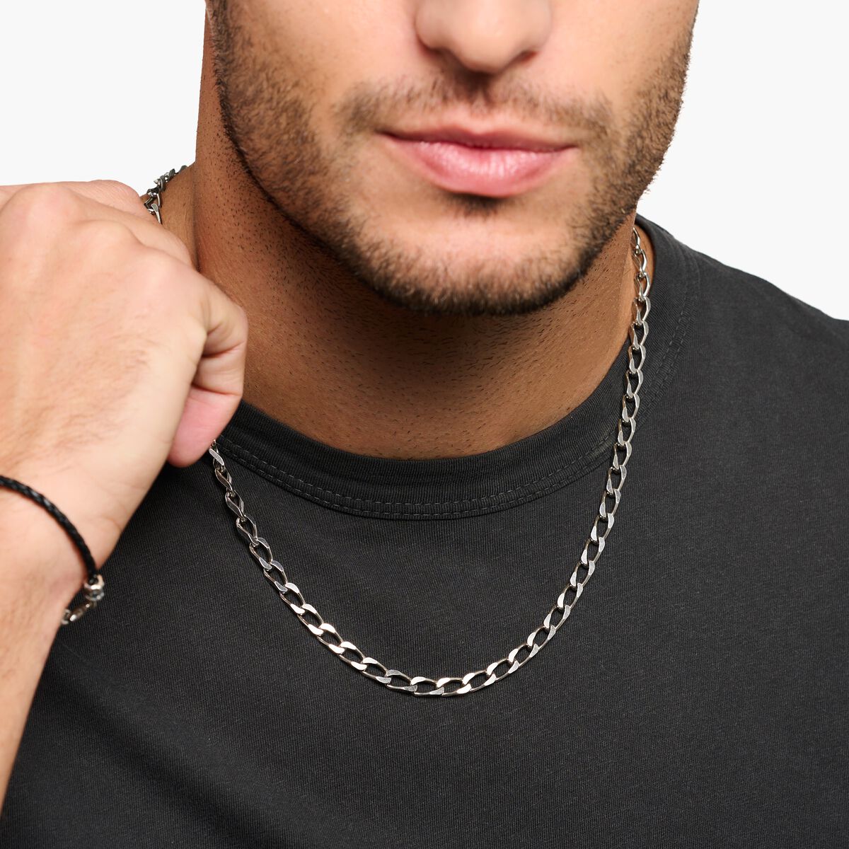Necklace links silver cross Thickness 5.00 mm (0.20 Inch)