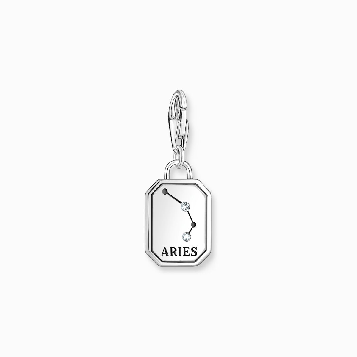 Silver charm pendant zodiac sign Aries with zirconia