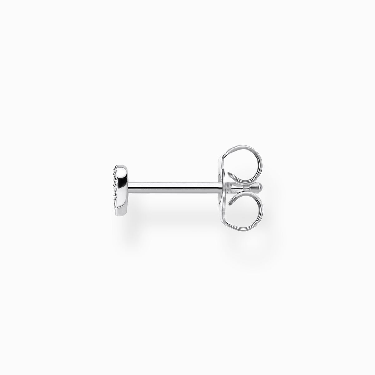 Single ear stud heart pavé silver