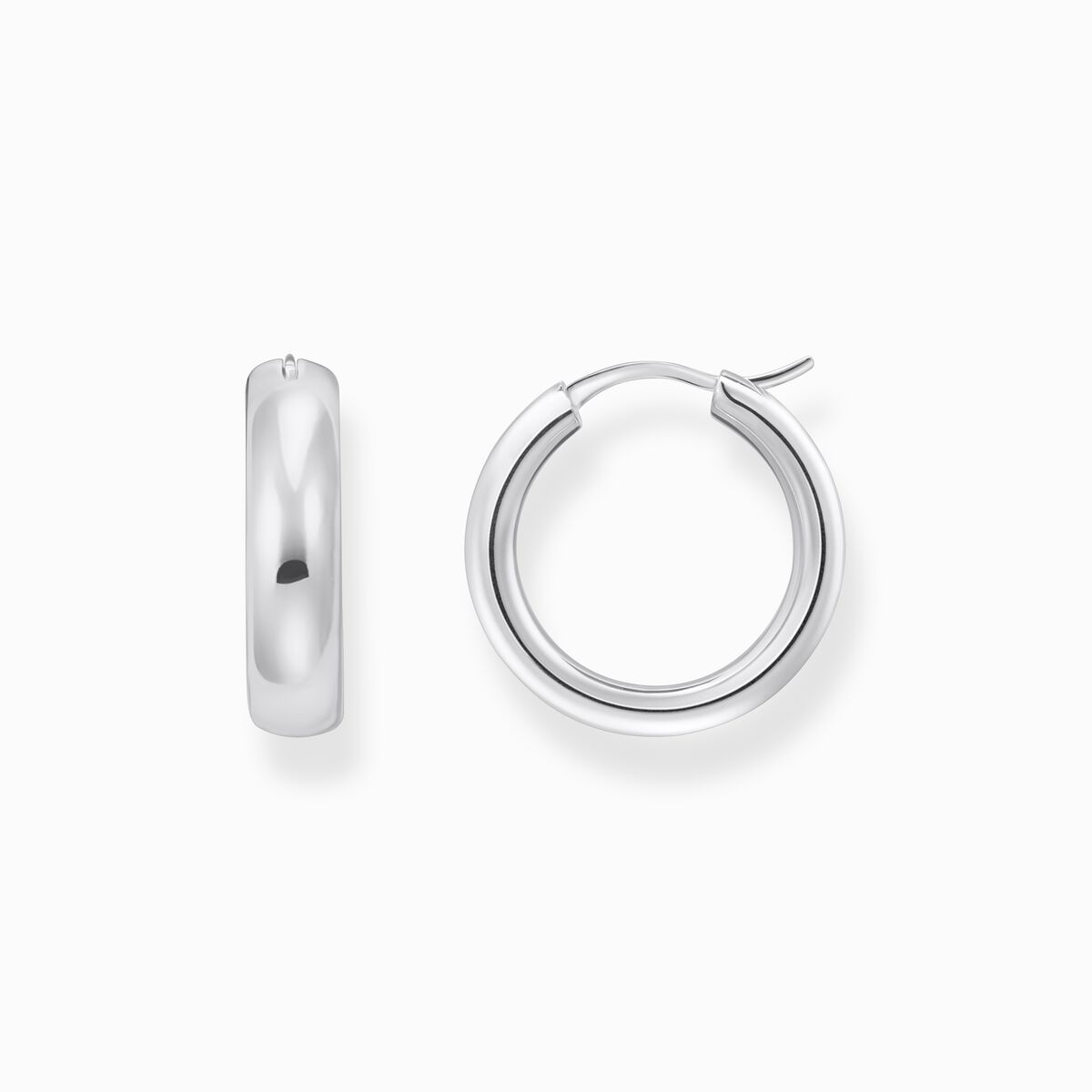 Silver medium-sized hoop earrings in chunky design