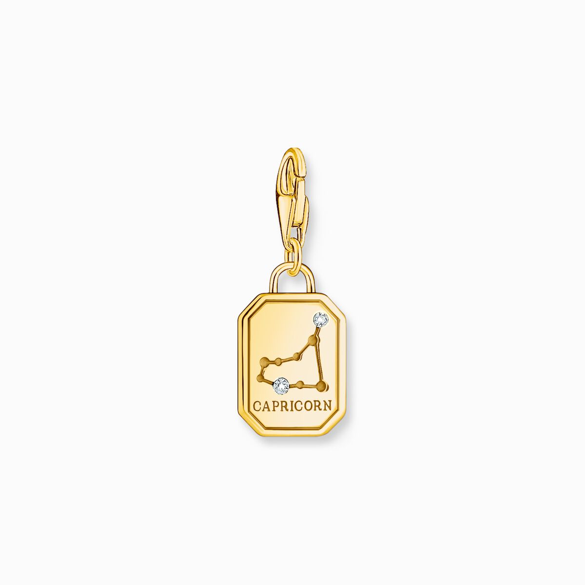 Gold-plated charm pendant zodiac sign Capricorn with zirconia
