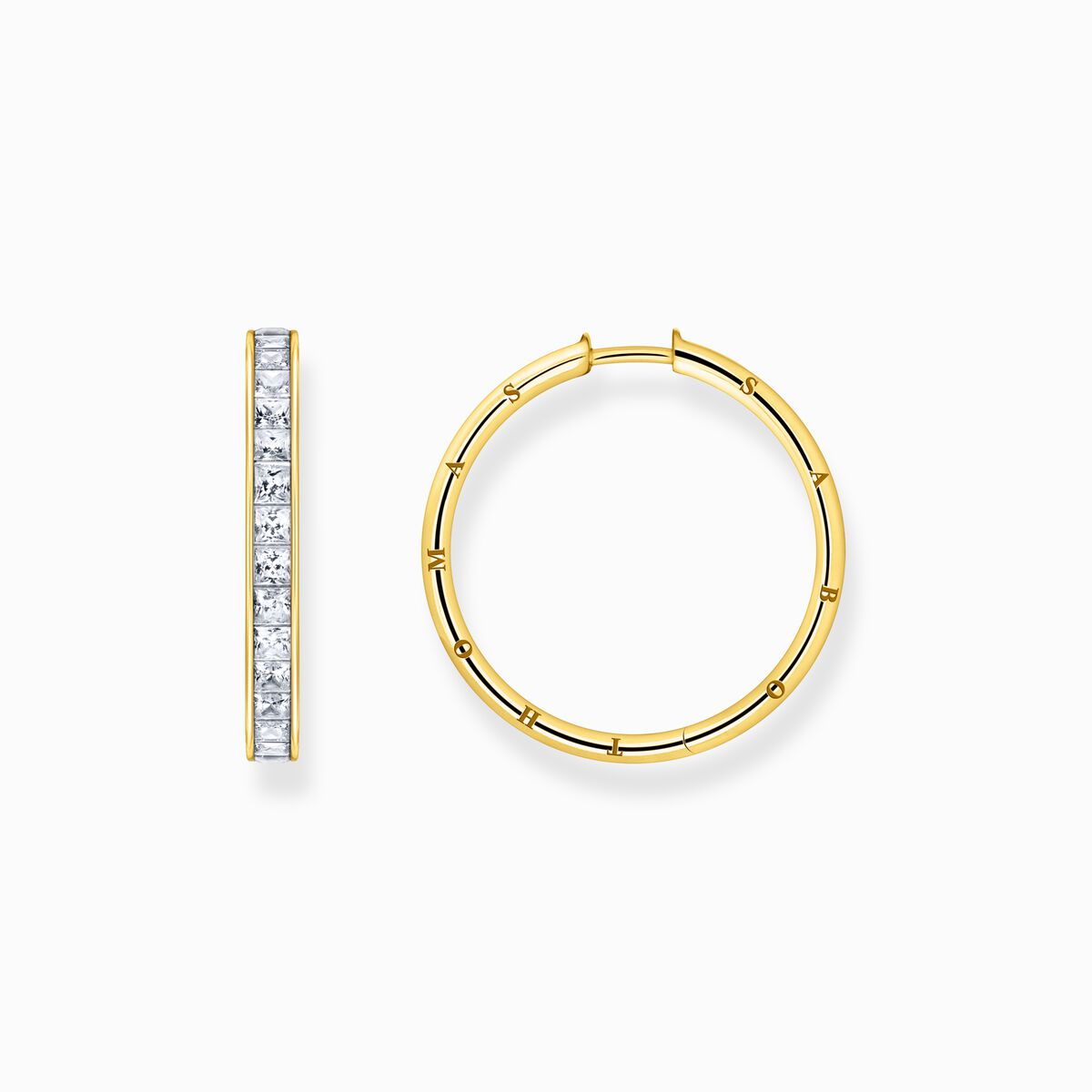 Hoop earrings white stones pavé gold