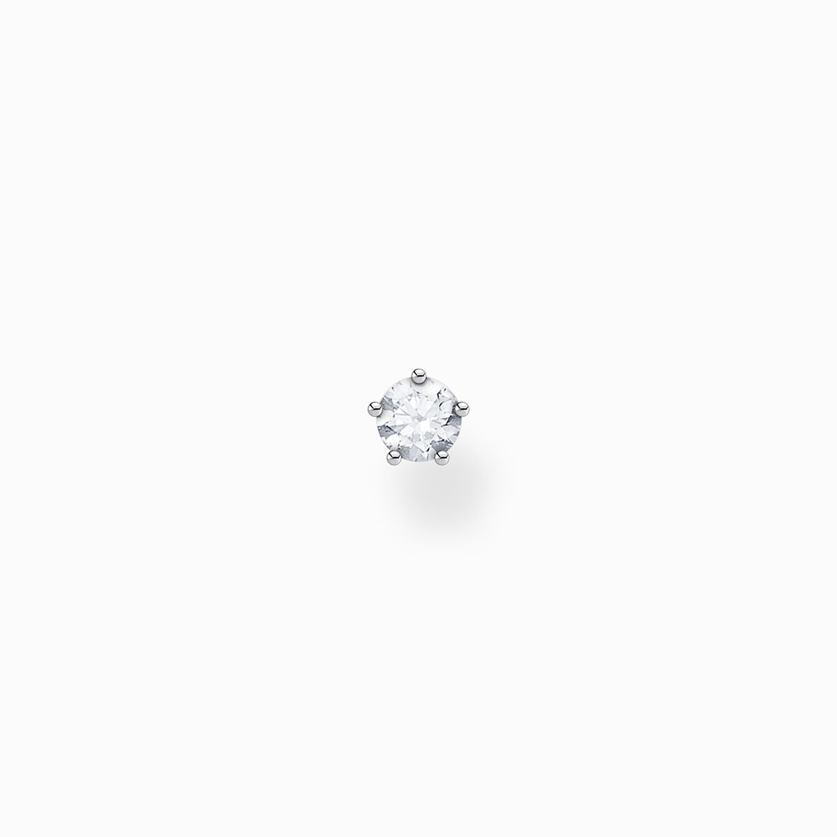 Single ear stud white stone silver
