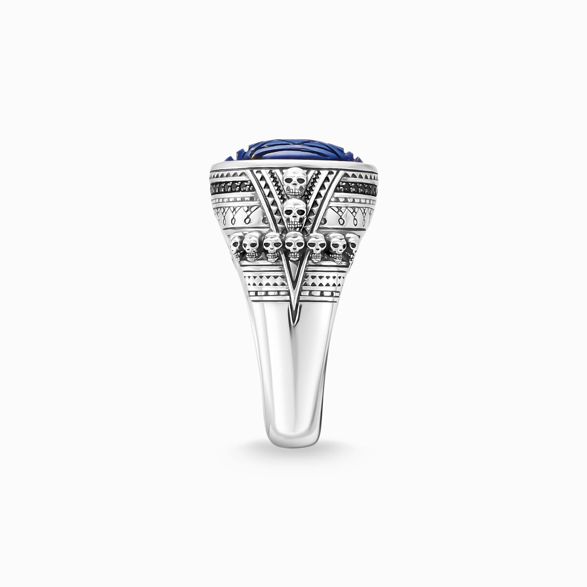 Ring ethno skulls blue