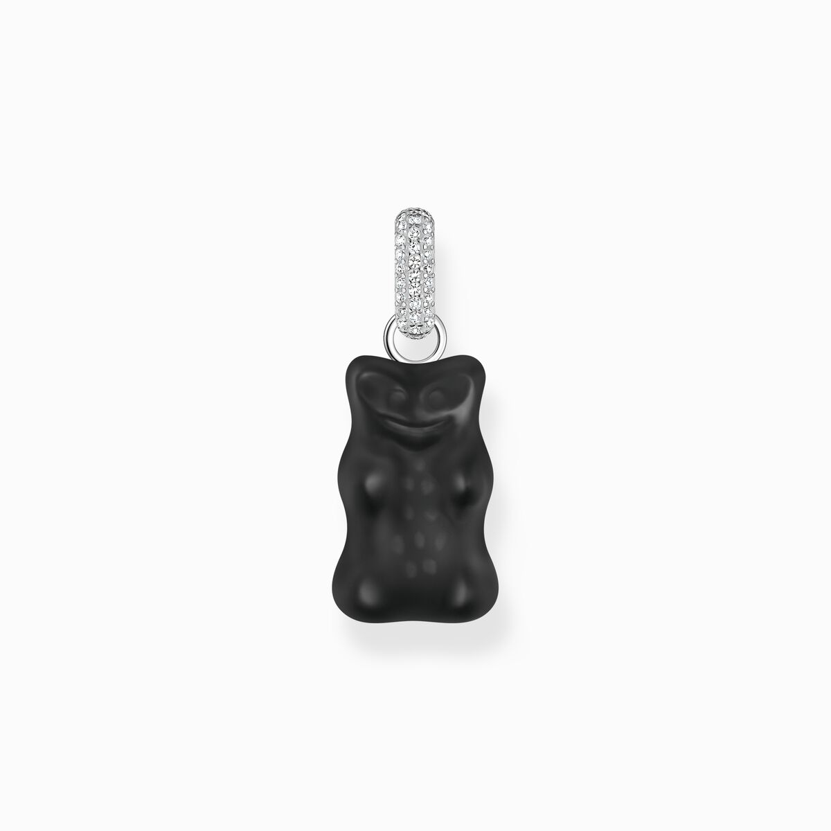 Large silver pendant with black Goldbear and zirconia