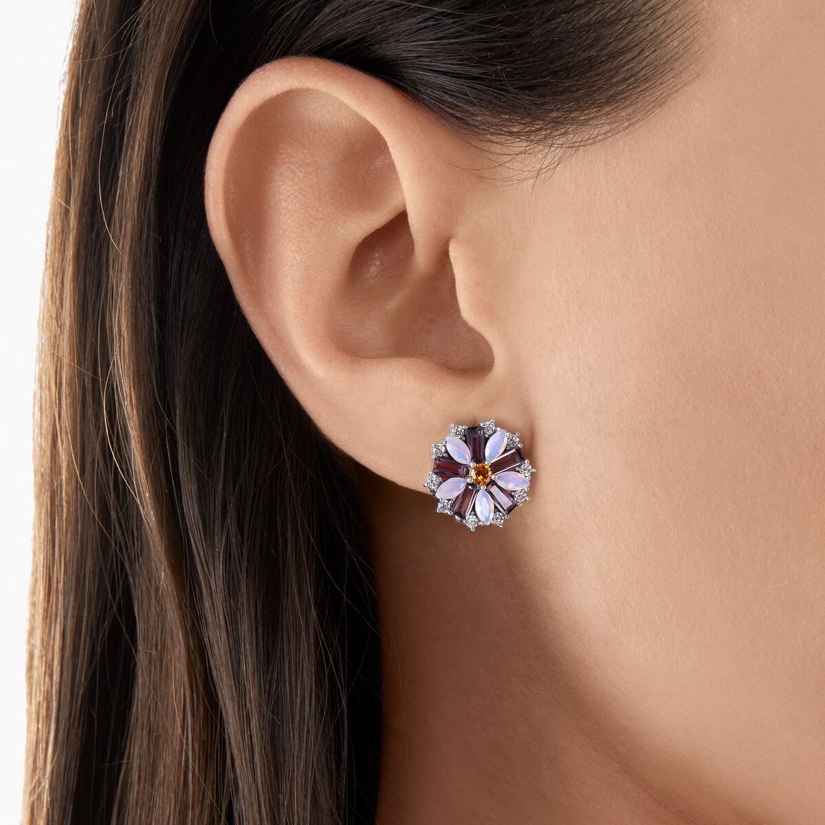 Ear clip flower silver