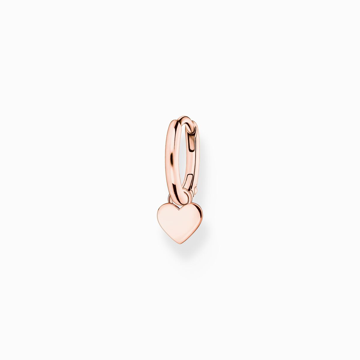 Single hoop earring with heart pendant rose gold
