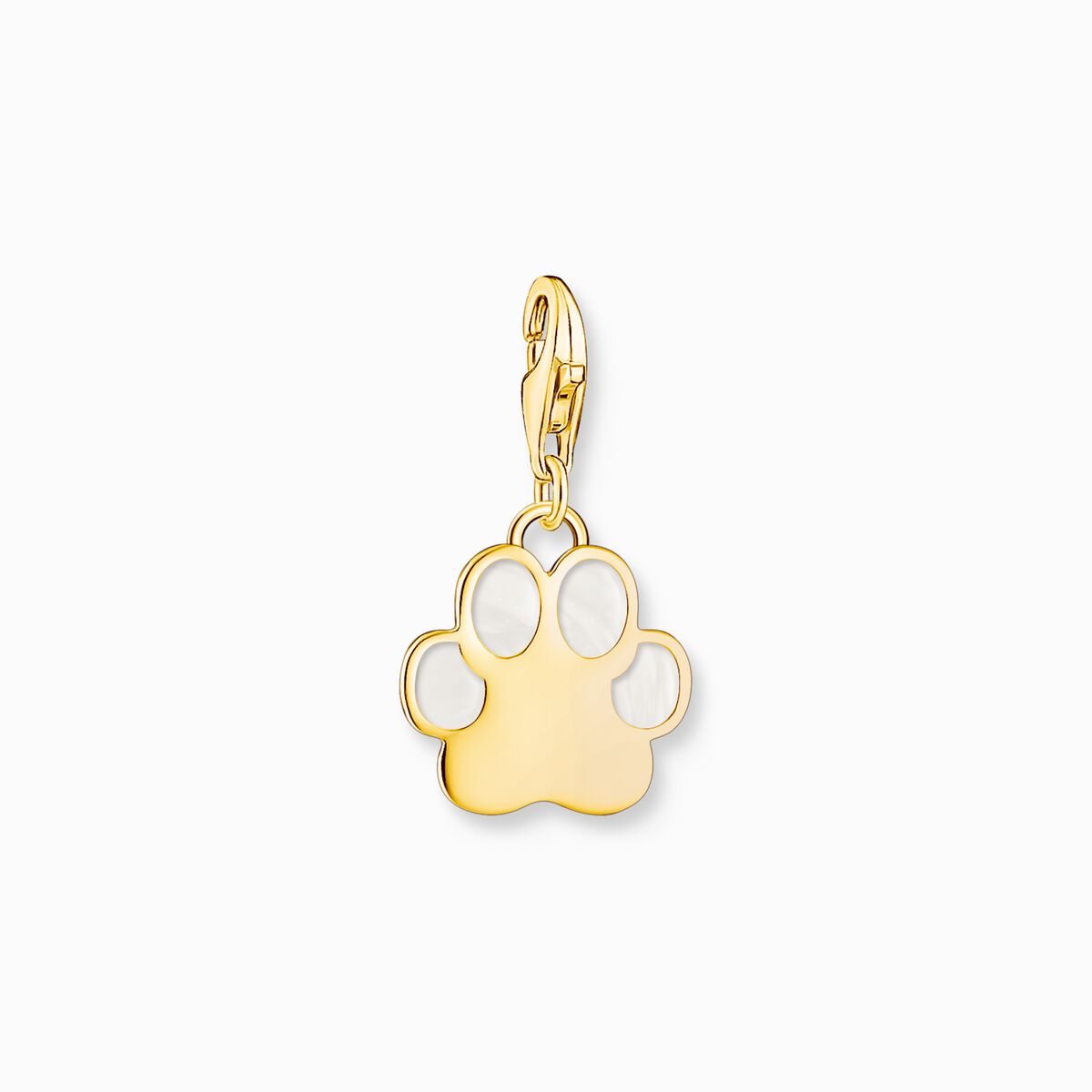 Charm pendant dog paw with cold enamel yellow-gold plated