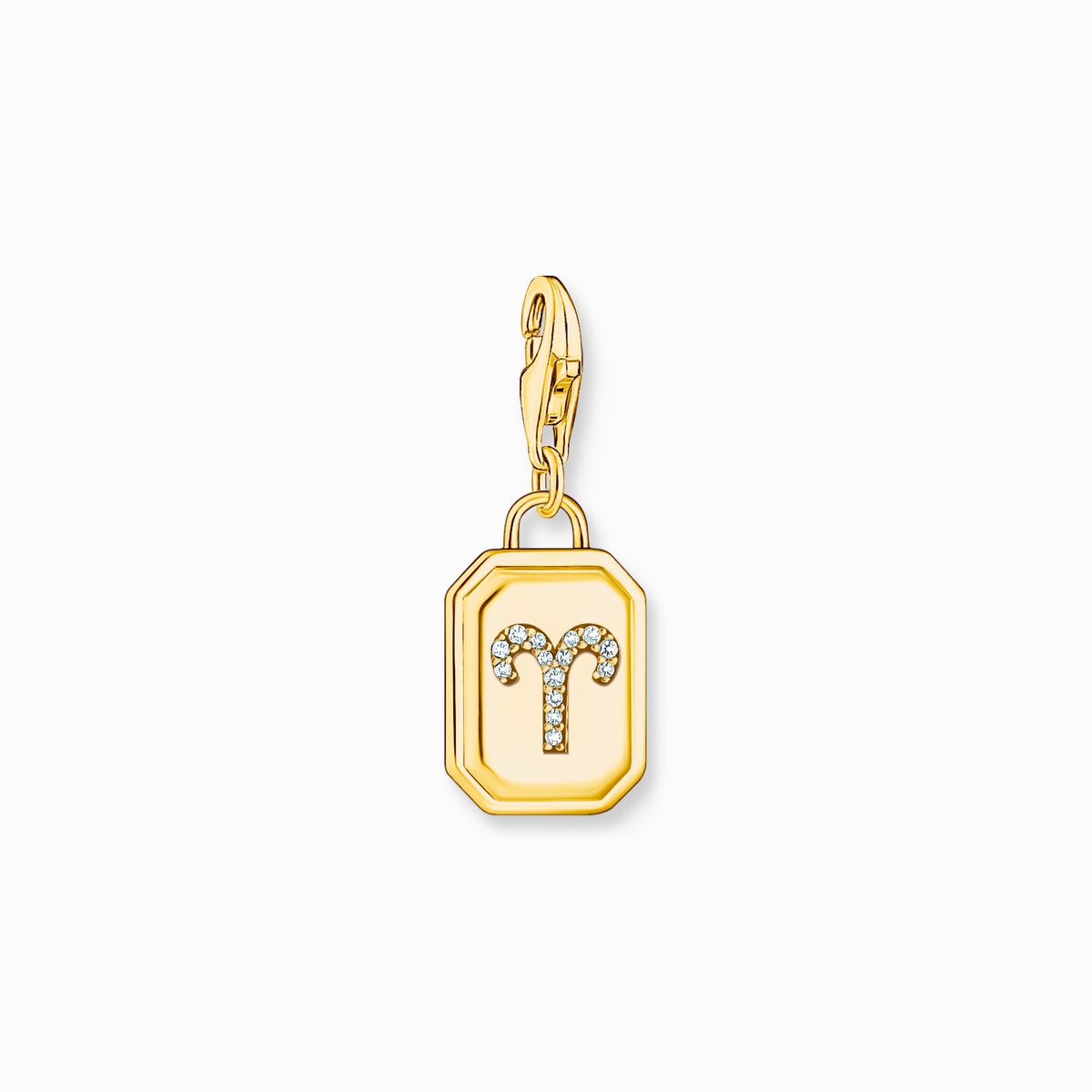 Gold-plated charm pendant zodiac sign Aries with zirconia