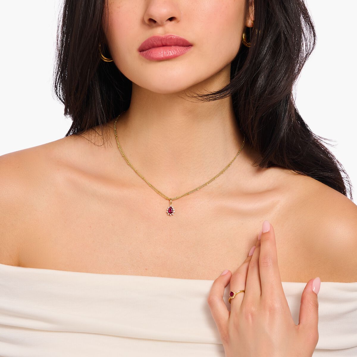 Gold-plated necklace with pendant Vintage Romance