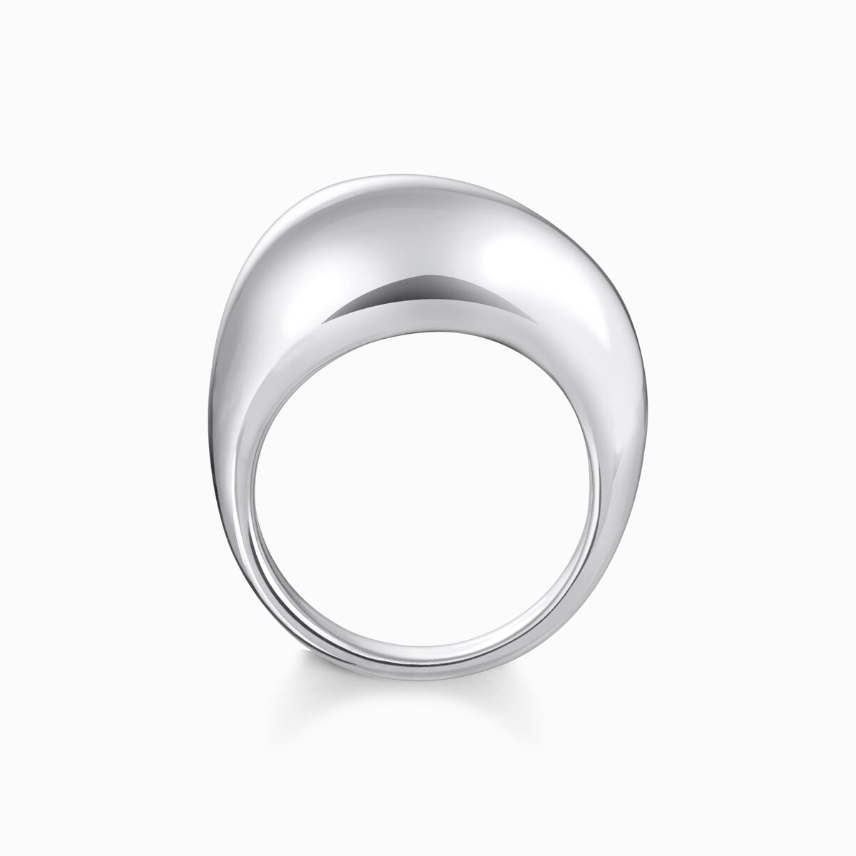 Silver ring in organic drop-shape