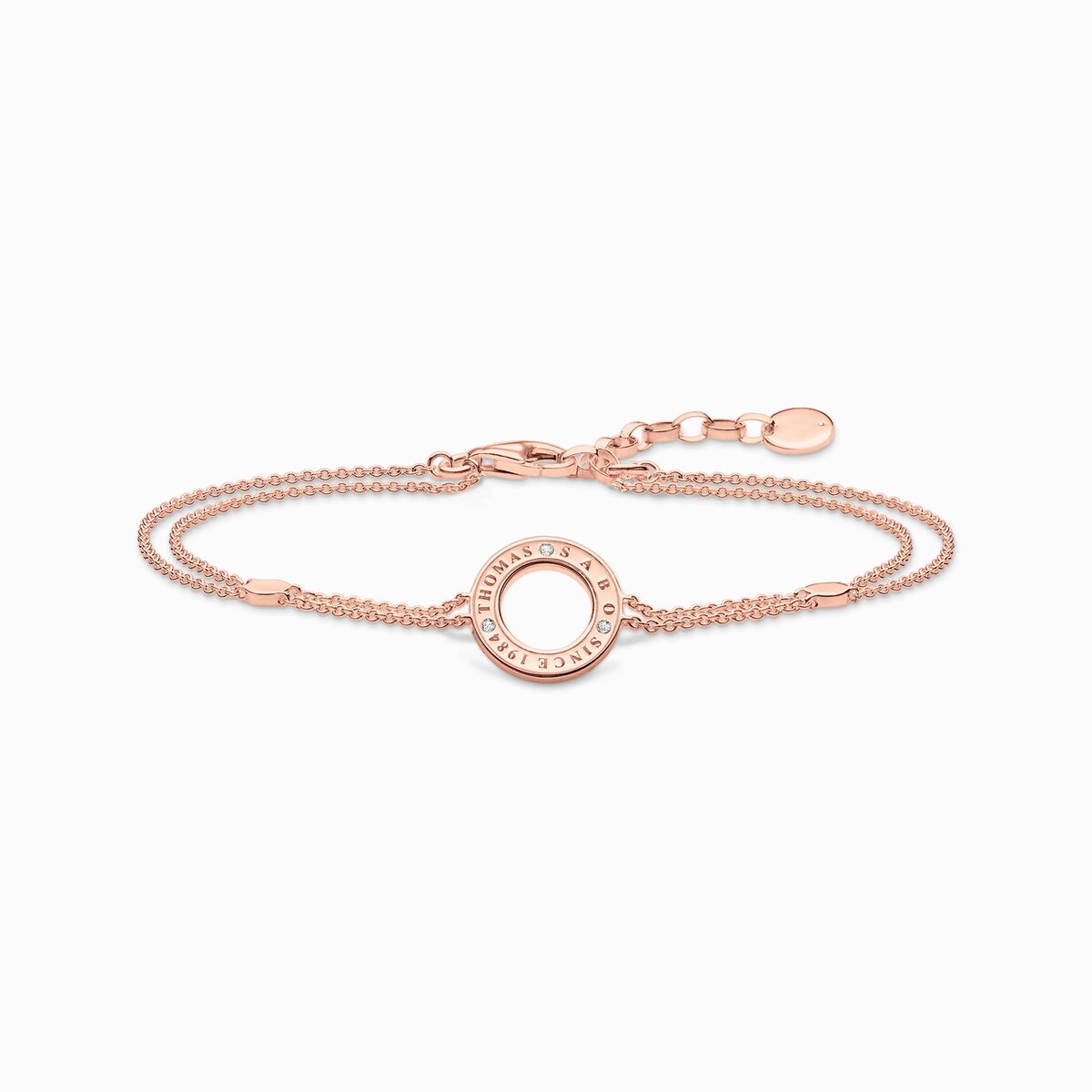Bracelet circle with white stones rose gold plated