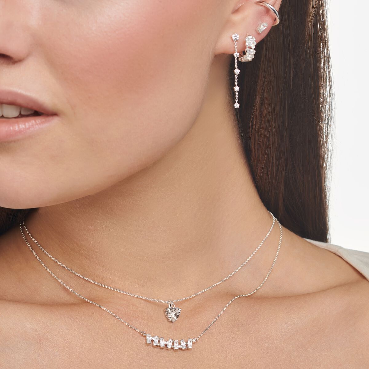 Necklace white stone silver