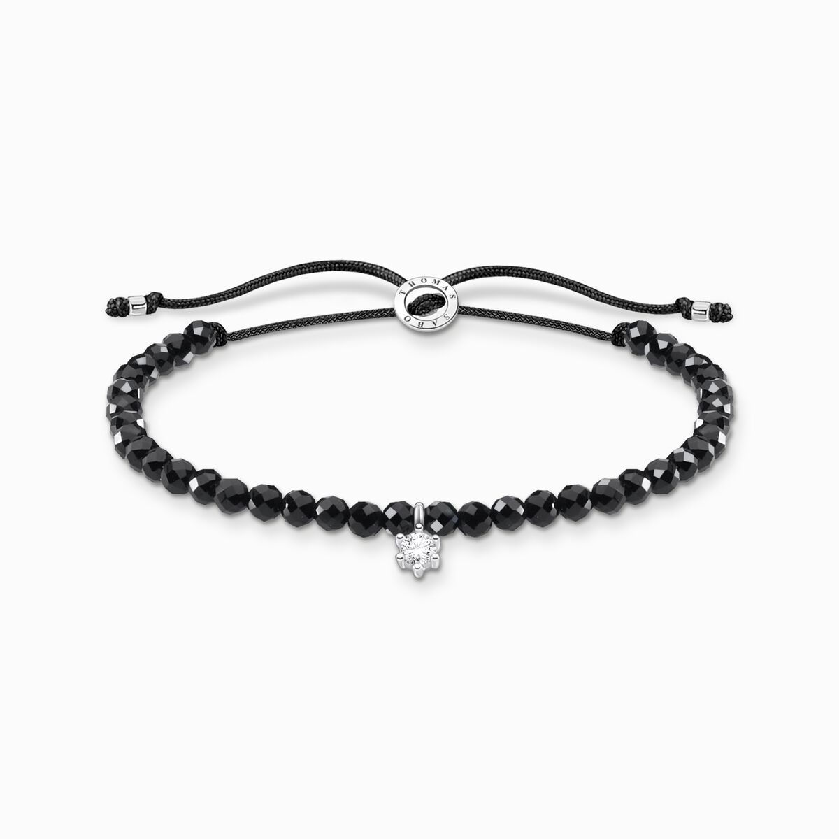 Bracelet black pearls with white stone