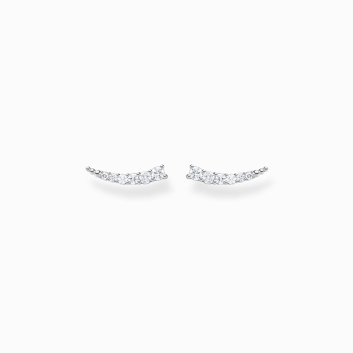 Ear climber white stones, silver