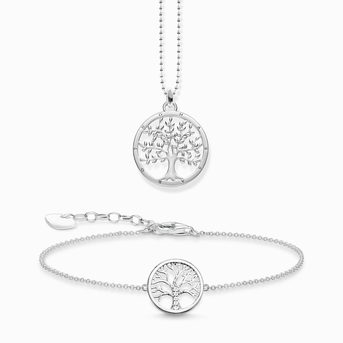 Jewellery set Tree of love with white stones silver